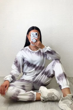 Rebellious Fashion Mocha Tie Dye Sweater and Joggers Co-ord - Lauralee