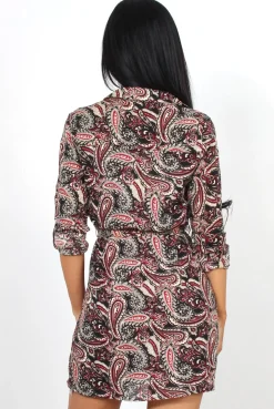Rebellious Fashion Mona Black Paisley Print Shirt Dress