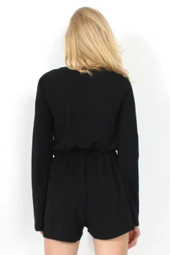 Rebellious Fashion Mona Black Tie Front Playsuit