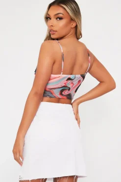 Rebellious Fashion Multi Abstract Mesh Crop Top - Loree
