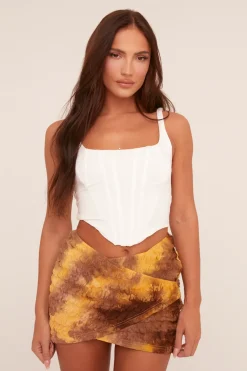 Rebellious Fashion Multi Abstract Print Warp Front Mini Skirt - Kyra