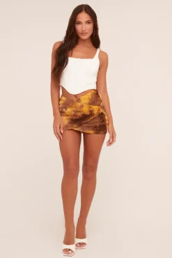 Rebellious Fashion Multi Abstract Print Warp Front Mini Skirt - Kyra
