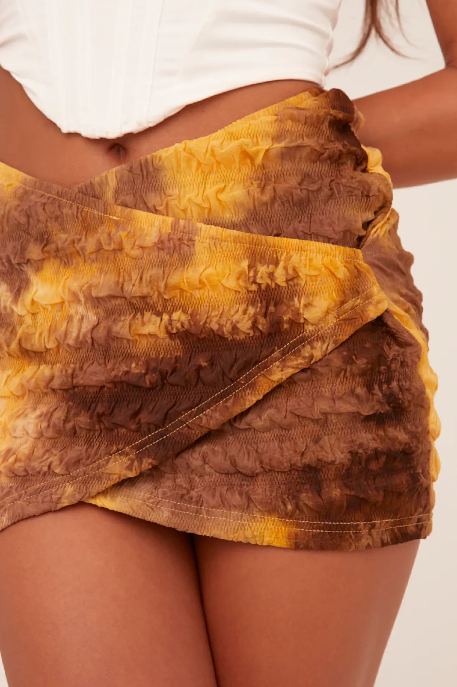 Rebellious Fashion Multi Abstract Print Warp Front Mini Skirt - Kyra