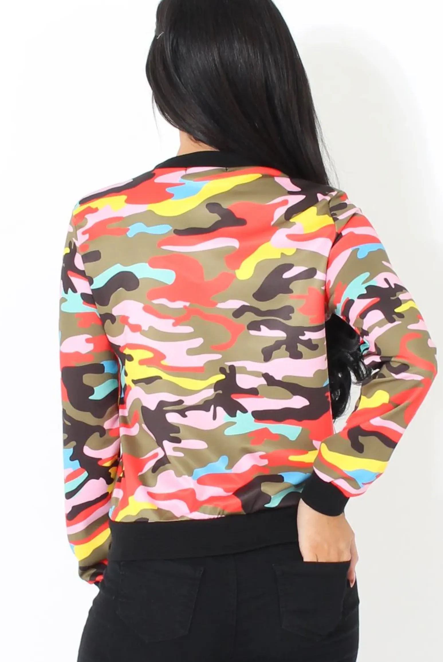 Rebellious Fashion Multi Camo Bomber Jacket - Savannah