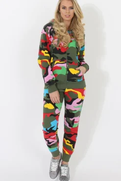Rebellious Fashion Multi Camo Loungewear Set - Larna