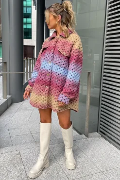 Rebellious Fashion Multi Chunky Knit Shacket - Ellajane