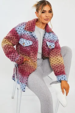 Rebellious Fashion Multi Chunky Knit Shacket - Ellajane