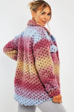 Rebellious Fashion Multi Chunky Knit Shacket - Ellajane