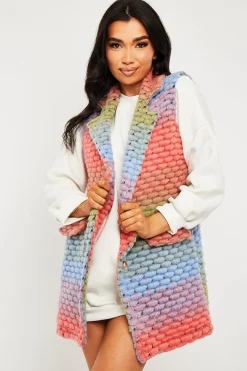 Rebellious Fashion Multi Chunky Knit Sleeveless Shacket - Shanya