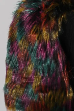 Rebellious Fashion Multicolored Faux Fur Cropped Gilet - Naeva