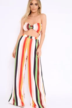 Rebellious Fashion Multi Coloured Stripe Co-Ord Set - Haddy