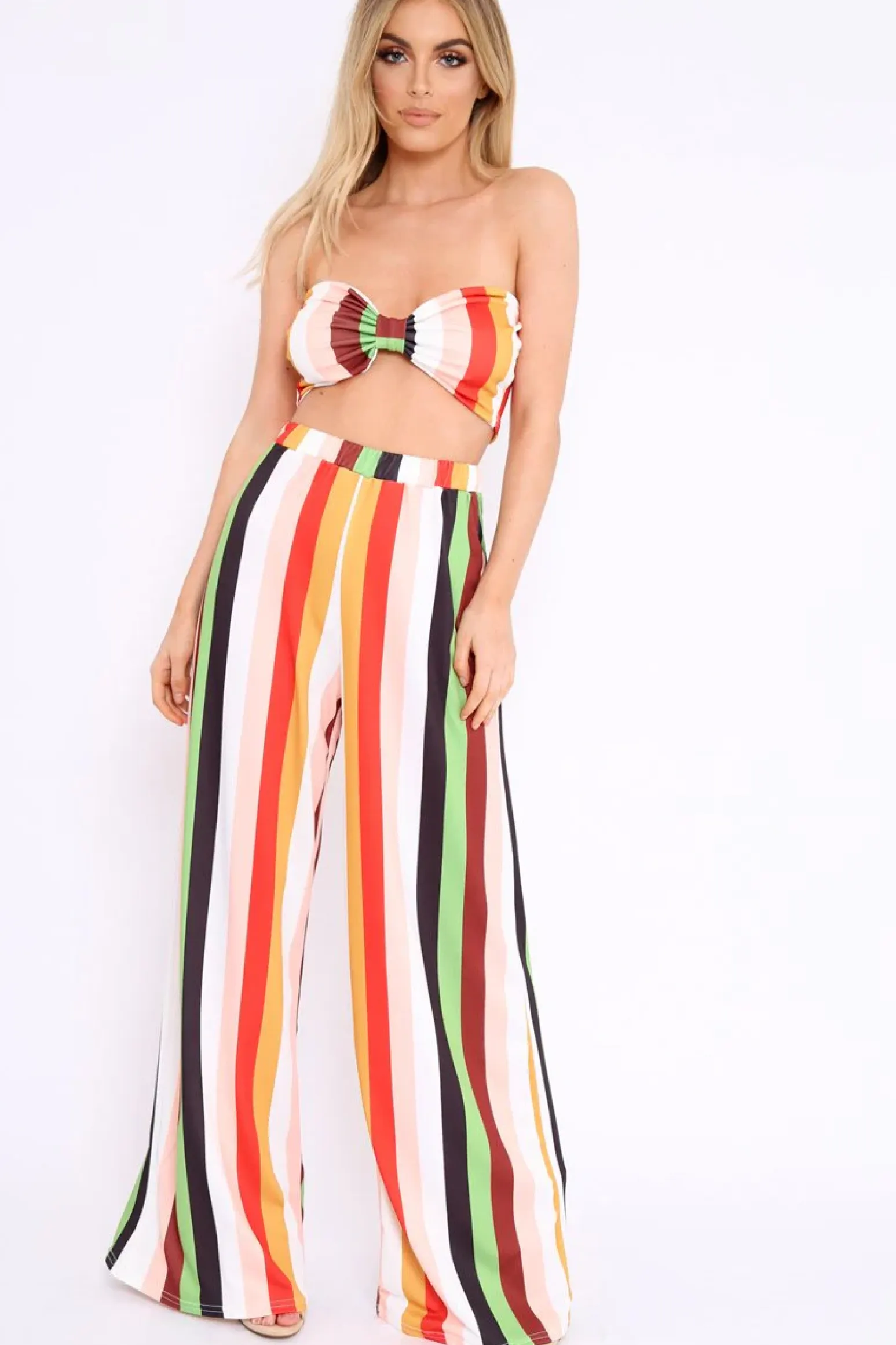 Rebellious Fashion Multi Coloured Stripe Co-Ord Set - Haddy