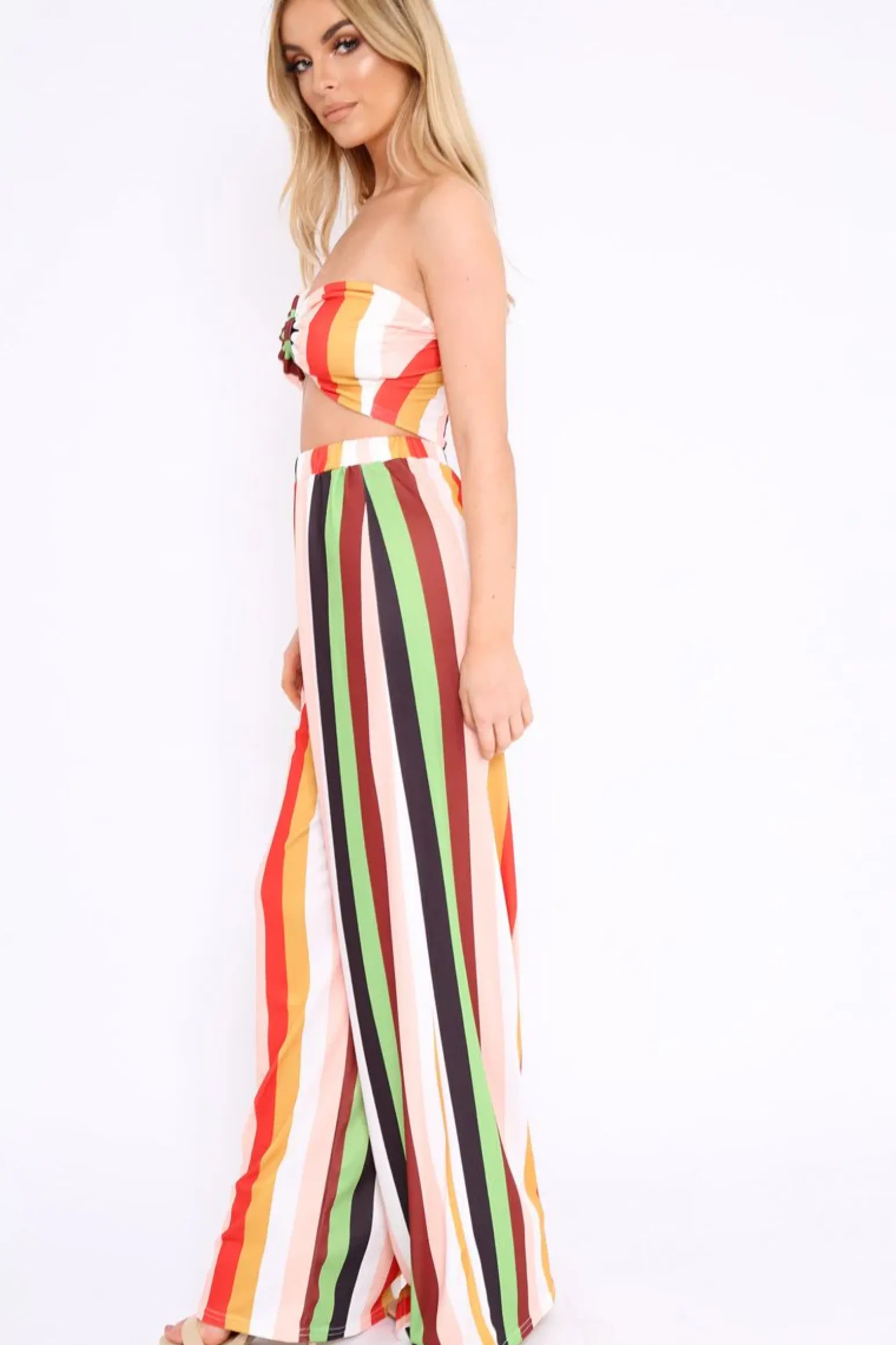 Rebellious Fashion Multi Coloured Stripe Co-Ord Set - Haddy