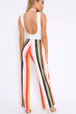 Rebellious Fashion Multicolour Striped Wide Leg Trousers - Torah