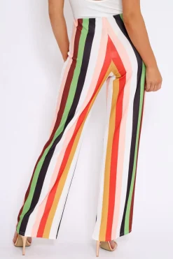 Rebellious Fashion Multicolour Striped Wide Leg Trousers - Torah