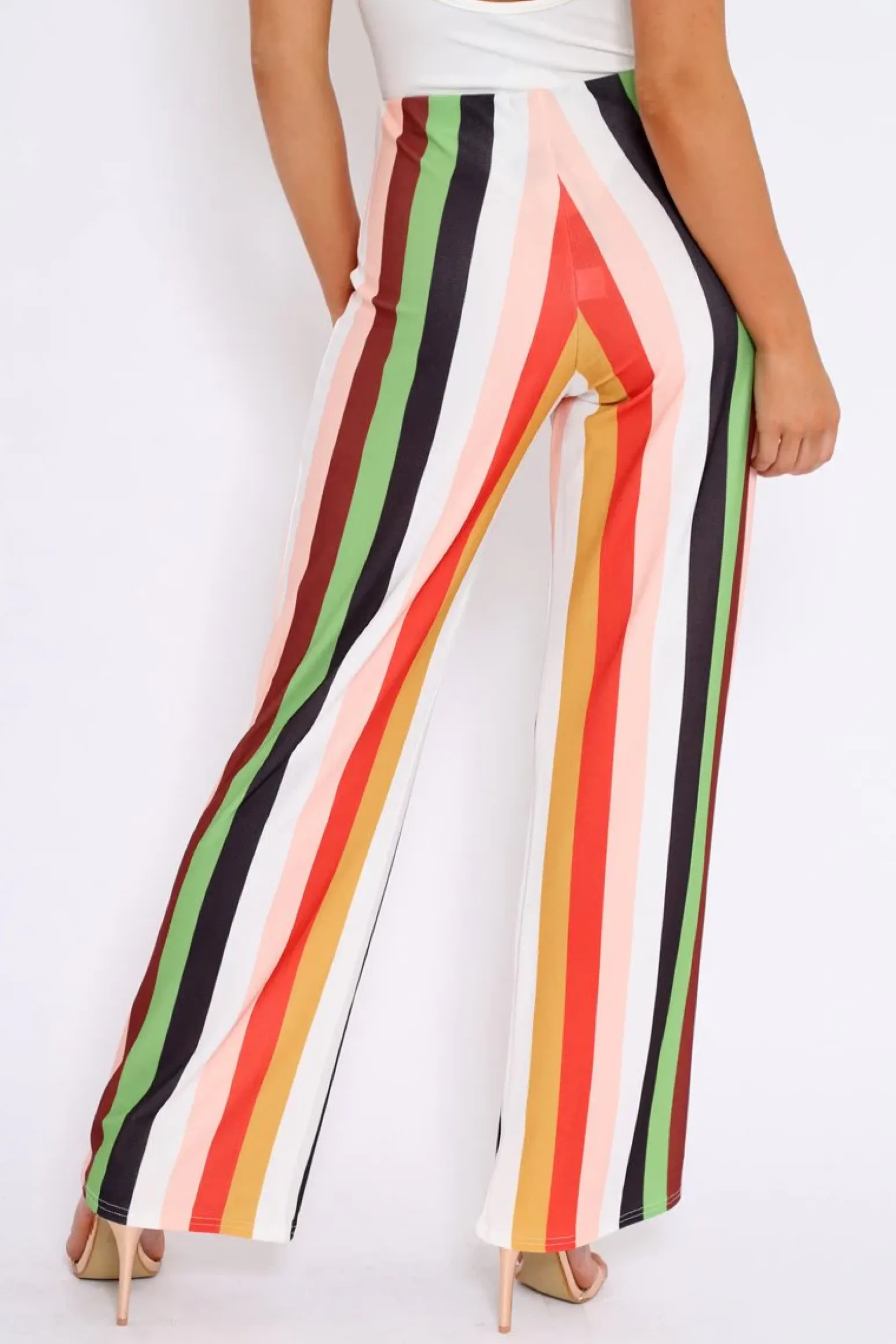 Rebellious Fashion Multicolour Striped Wide Leg Trousers - Torah