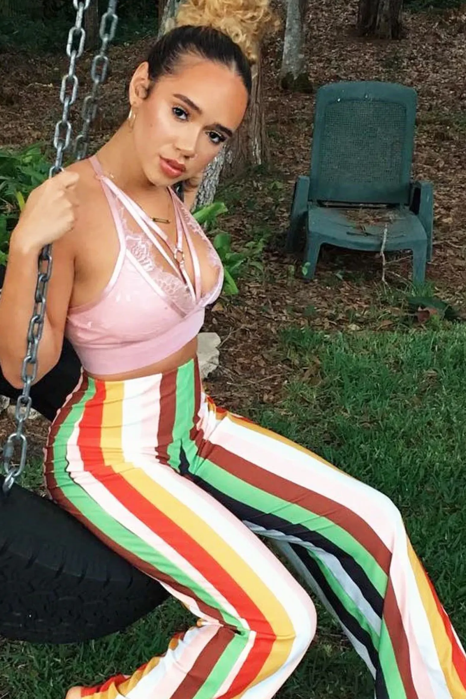 Rebellious Fashion Multicolour Striped Wide Leg Trousers - Torah
