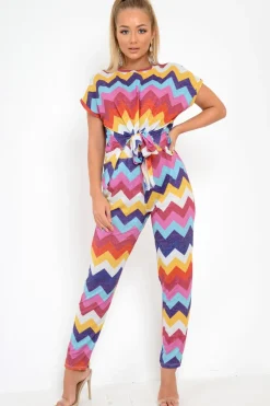 Rebellious Fashion Multi Glitter Tie Top And Wide Leg Trouser Co-Ord - Syenna