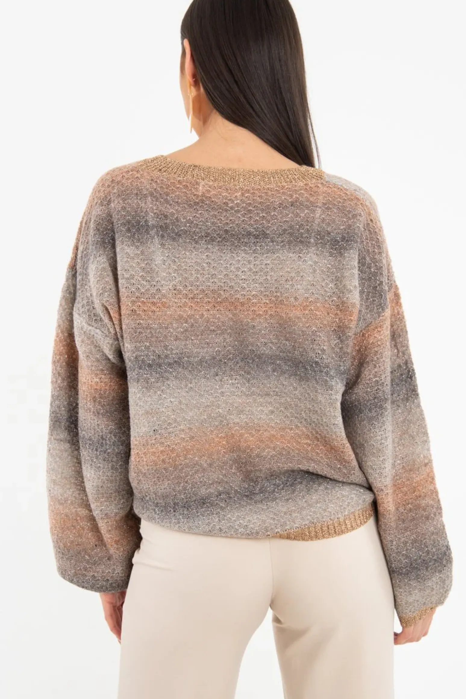 Rebellious Fashion Multi Knitted Contrast Glitter Jumper - Daviana