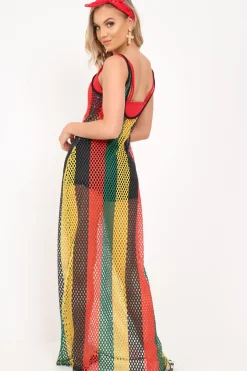 Rebellious Fashion Multi Mesh Maxi Dress - Jenesa
