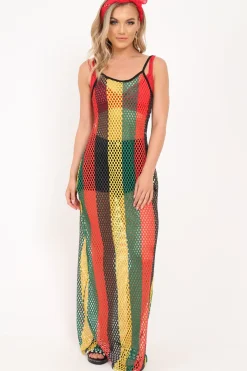 Rebellious Fashion Multi Mesh Maxi Dress - Jenesa