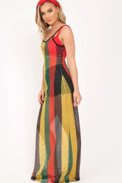 Rebellious Fashion Multi Mesh Maxi Dress - Jenesa