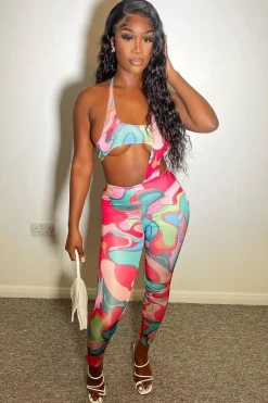 Rebellious Fashion Multi Print Cut Out Jumpsuit - Ishani
