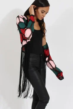 Rebellious Fashion Multi Suede Patch Stitch Tassel Jacket - Kay