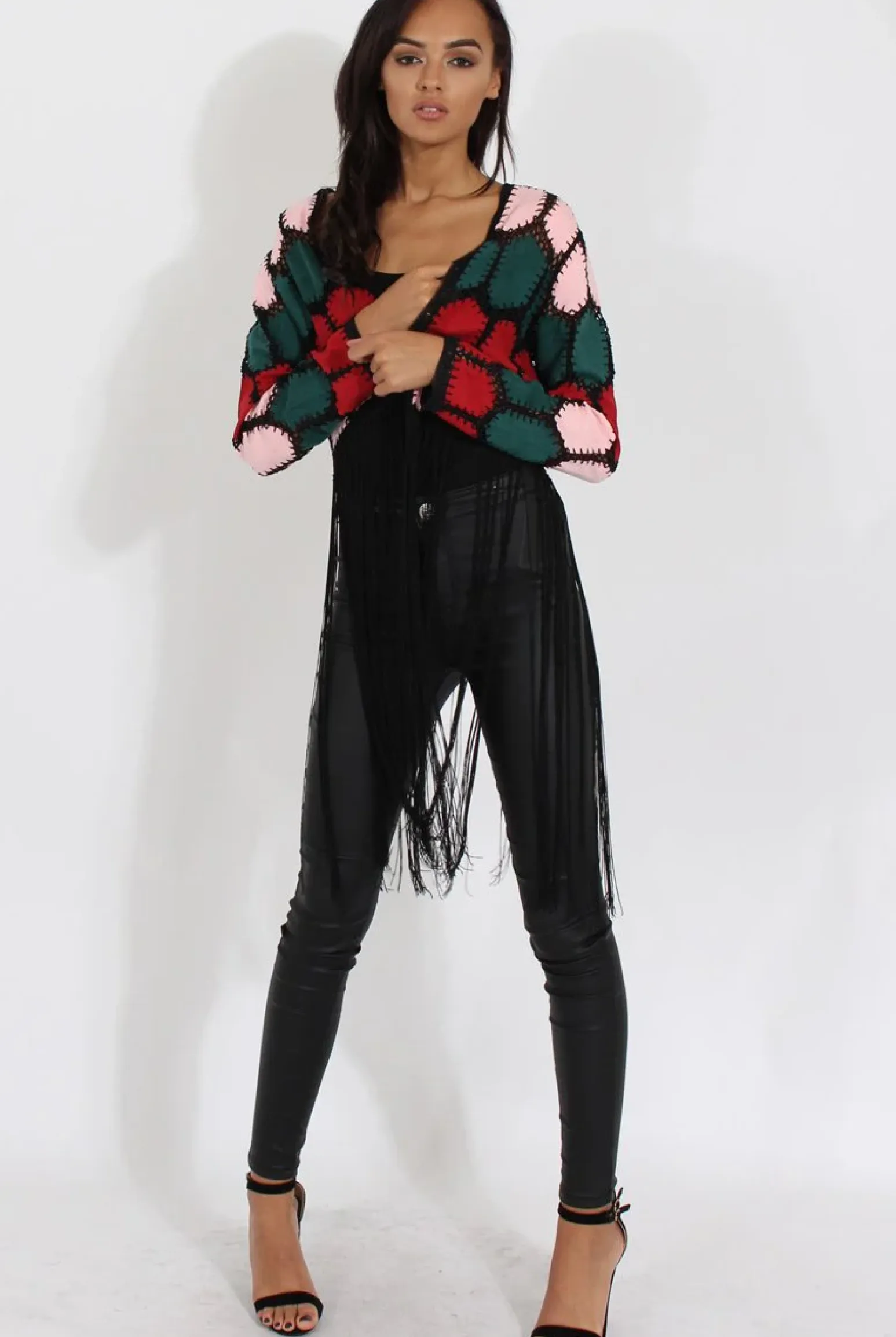 Rebellious Fashion Multi Suede Patch Stitch Tassel Jacket - Kay
