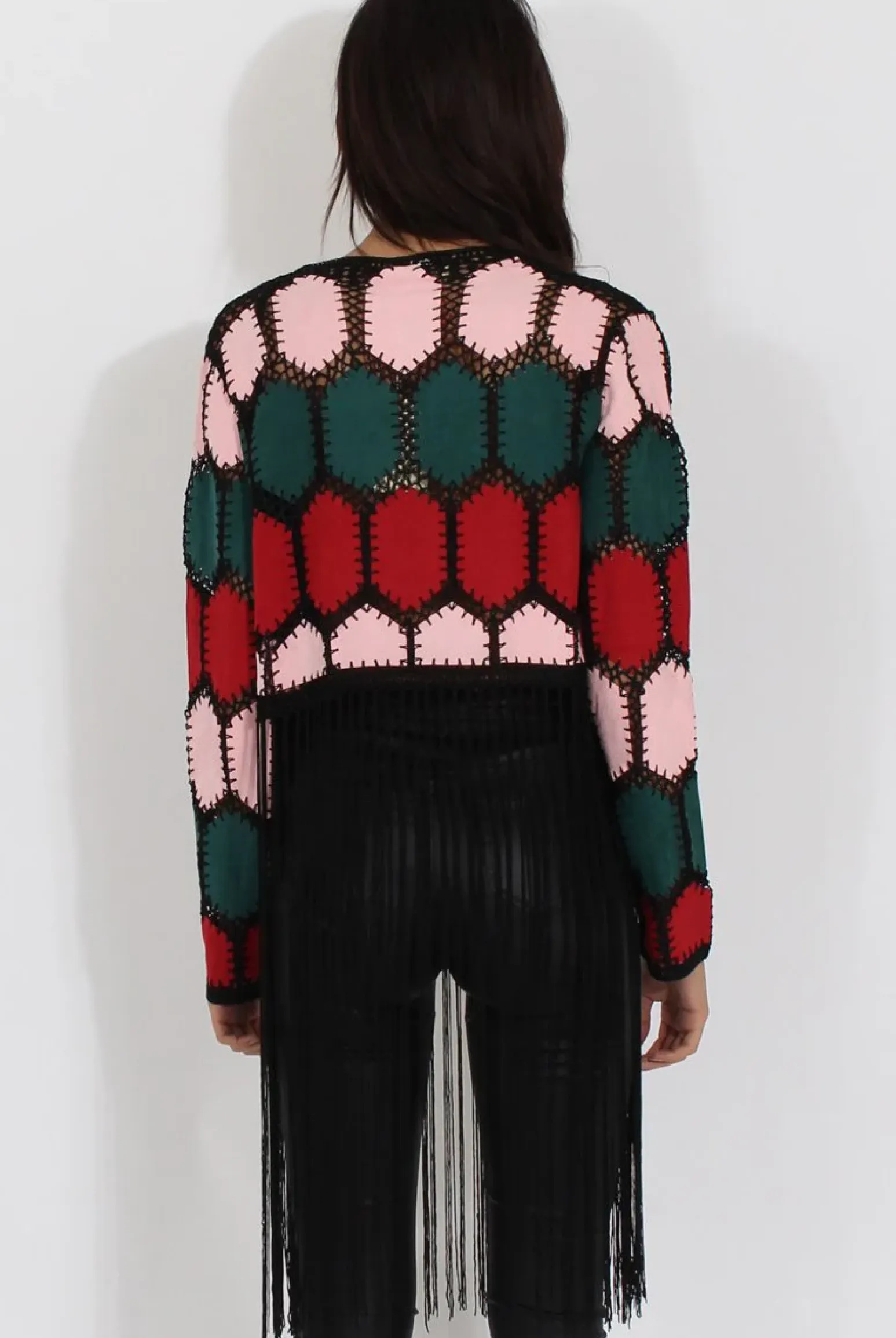 Rebellious Fashion Multi Suede Patch Stitch Tassel Jacket - Kay
