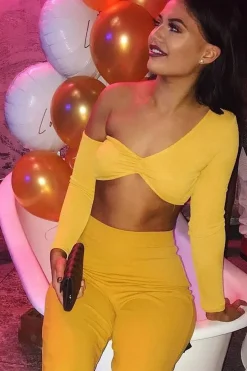 Rebellious Fashion Mustard Asymmetric Crop Top - Nicki