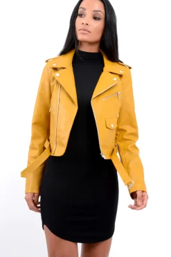 Rebellious Fashion Mustard Biker Jacket - Hanna