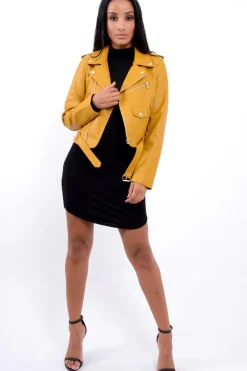 Rebellious Fashion Mustard Biker Jacket - Hanna