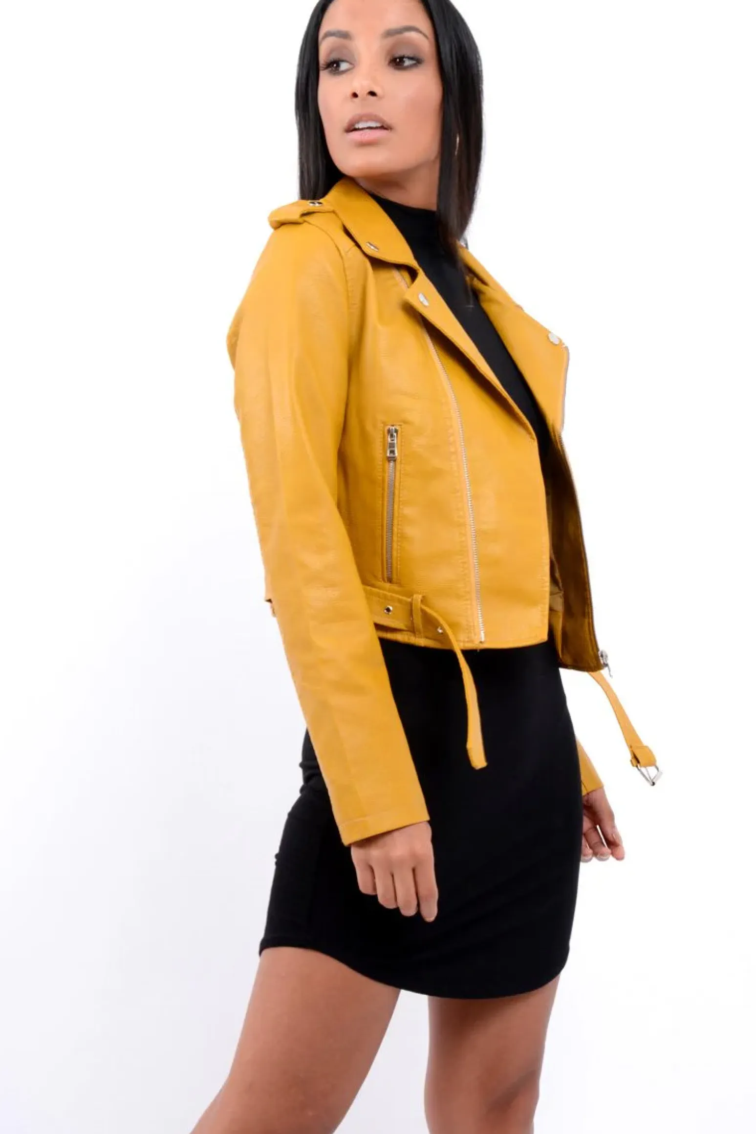 Rebellious Fashion Mustard Biker Jacket - Hanna
