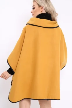 Rebellious Fashion Mustard Buckle Clasp Poncho - Jozie