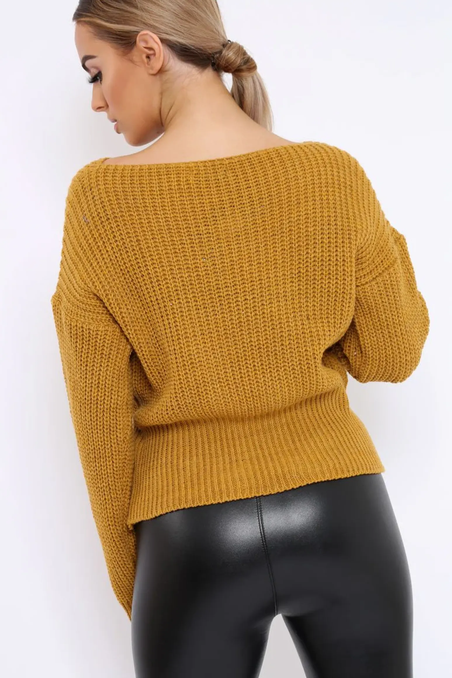 Rebellious Fashion Mustard Chunky Knit Corset Waist Knitted Jumper - Mikayla