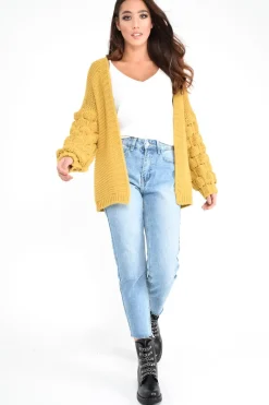 Rebellious Fashion Mustard Chunky Knit Oversized Cardigan - Eaden