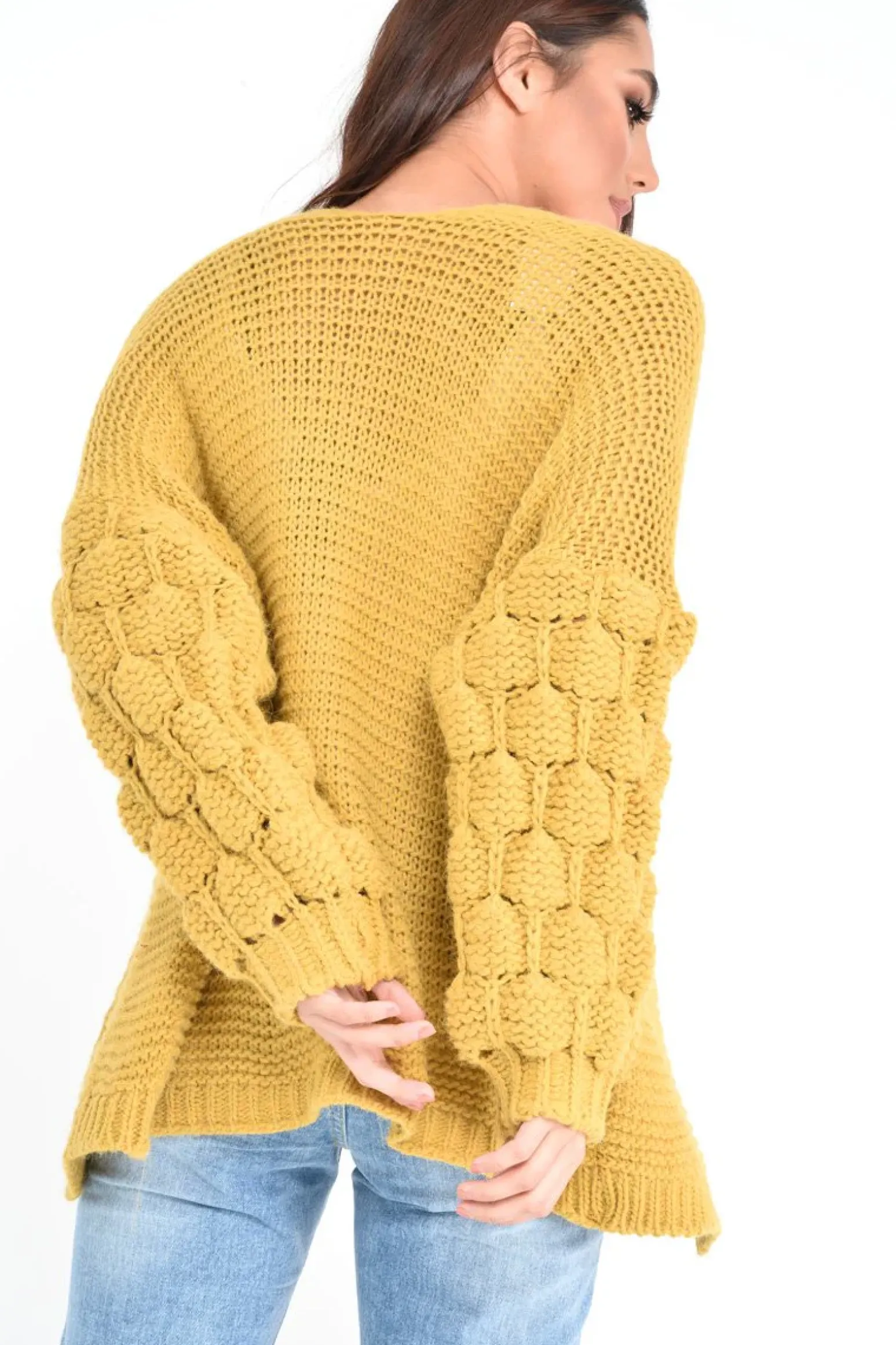 Rebellious Fashion Mustard Chunky Knit Oversized Cardigan - Eaden