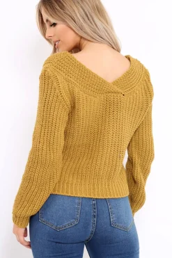Rebellious Fashion Mustard Chunky Twist Knit Jumper - Loren