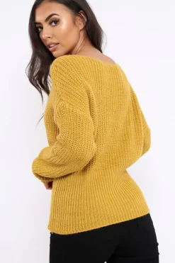 Rebellious Fashion Mustard Corset Waist Knitted Jumper - Elizabeth