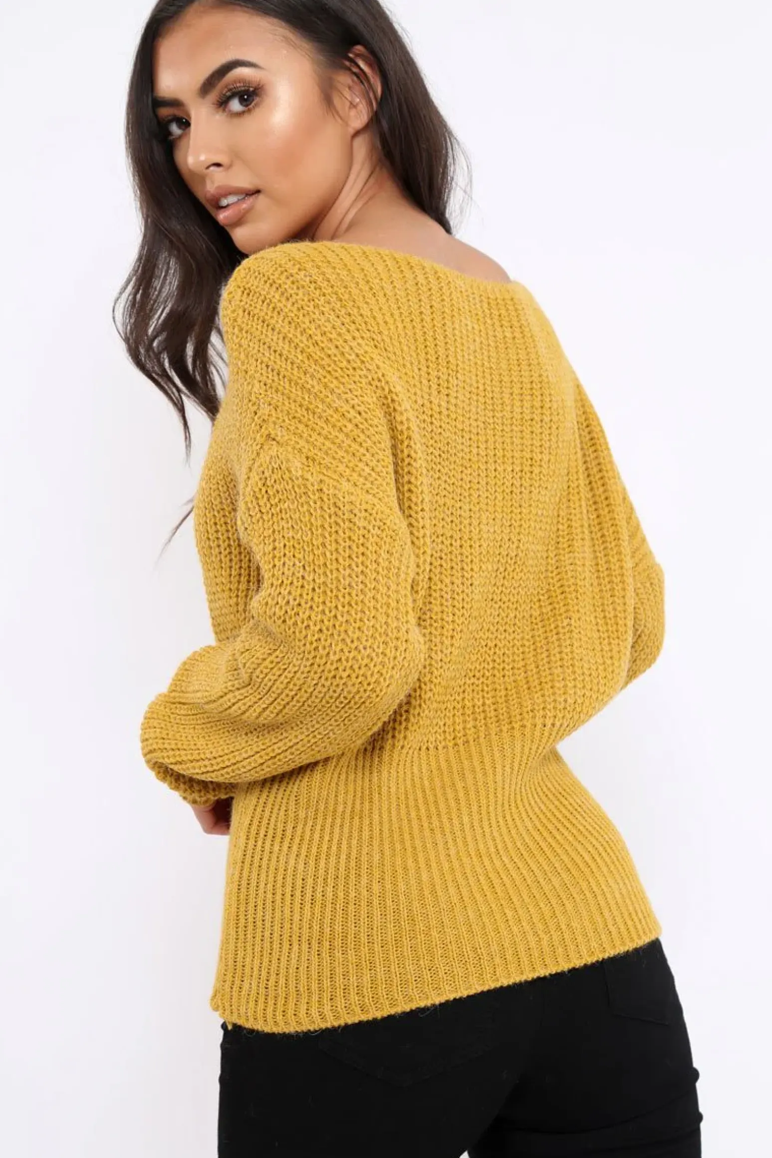 Rebellious Fashion Mustard Corset Waist Knitted Jumper - Elizabeth