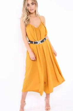 Rebellious Fashion Mustard Culotte Jumpsuit - Aj