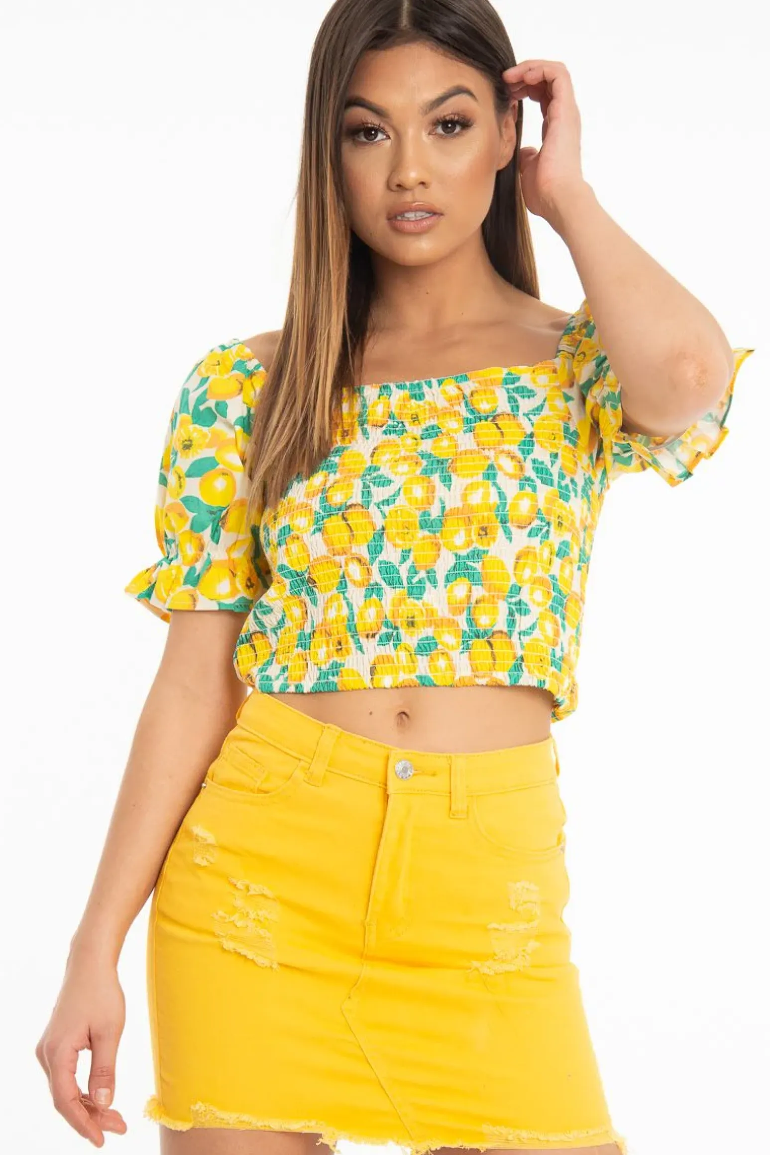 Rebellious Fashion Mustard Distressed Denim Skirt - Blakelyn