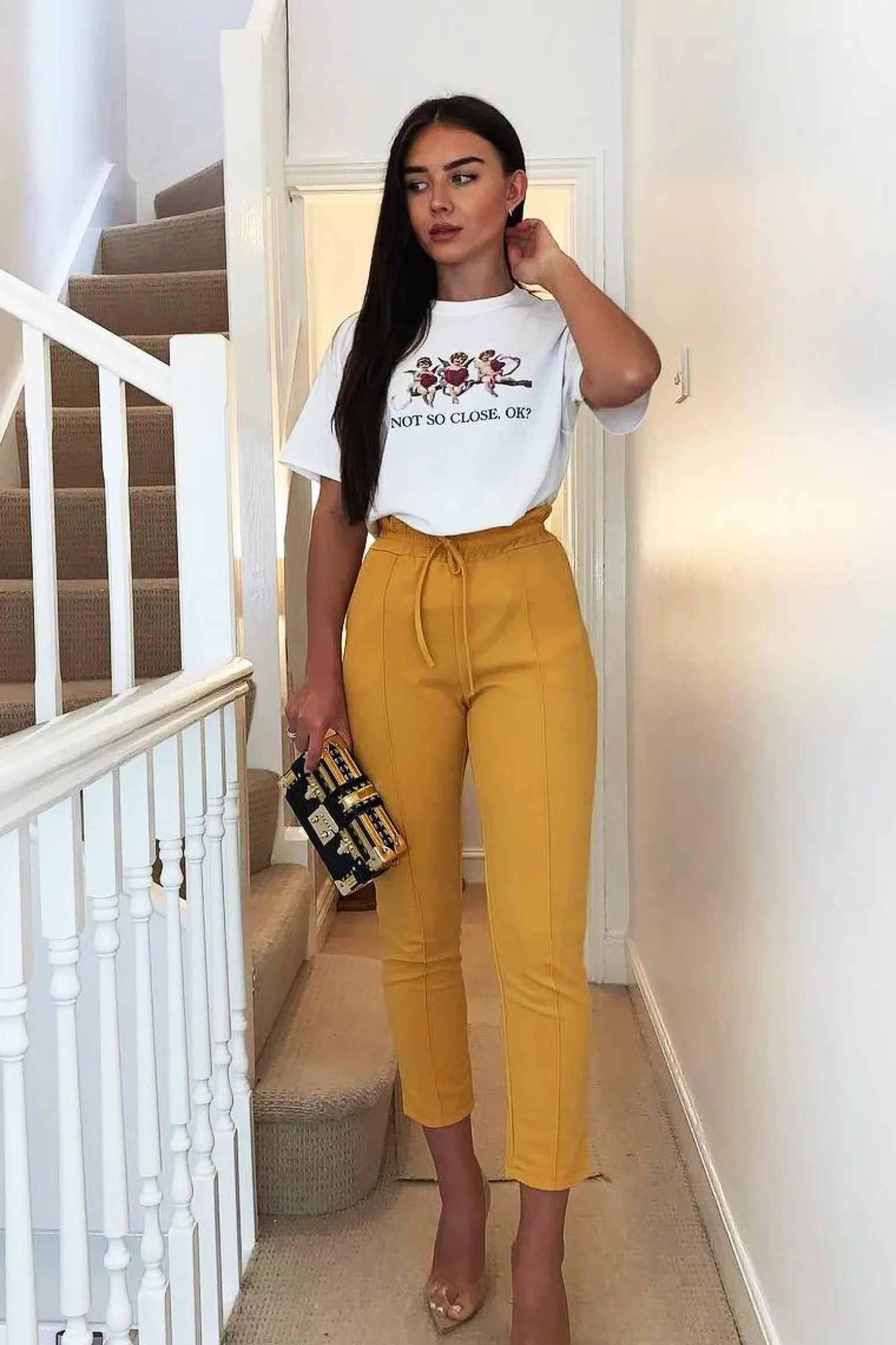 Rebellious Fashion Mustard Drawstring Seam Front Tailored Joggers - Lissie