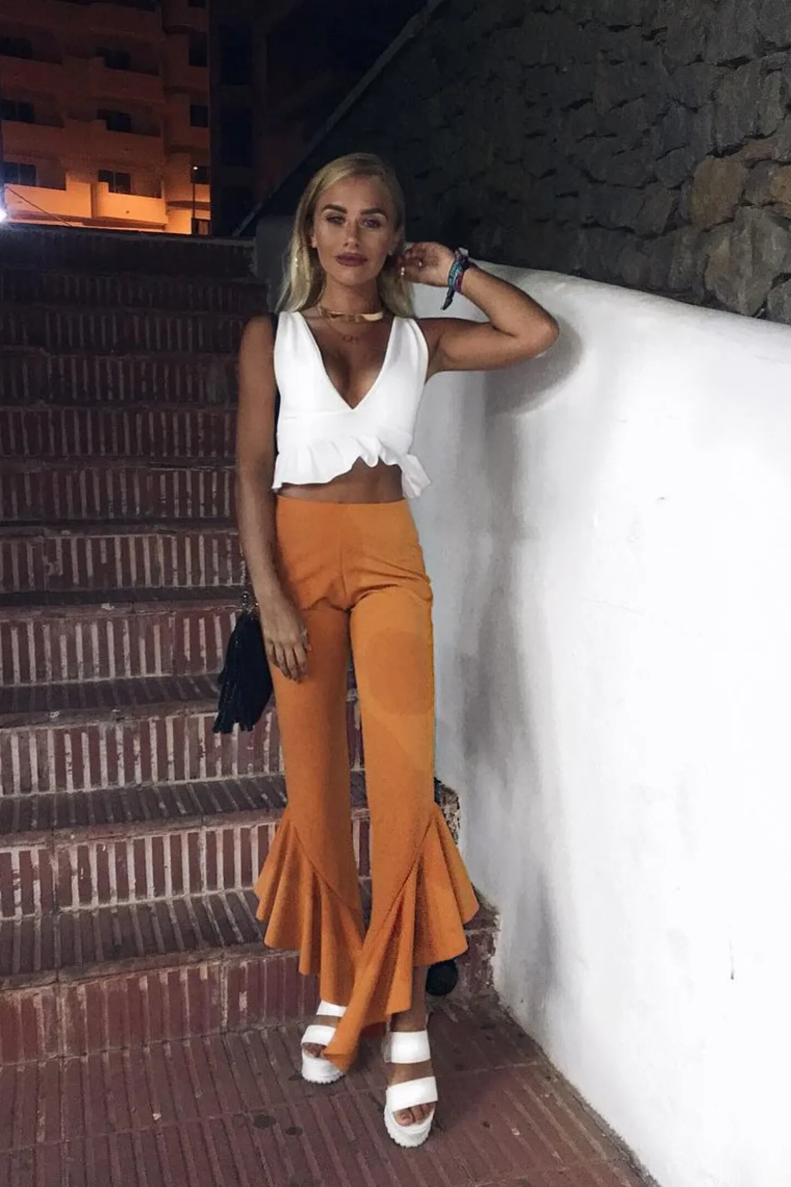 Rebellious Fashion Mustard Frill Hem Trousers - Ashlie