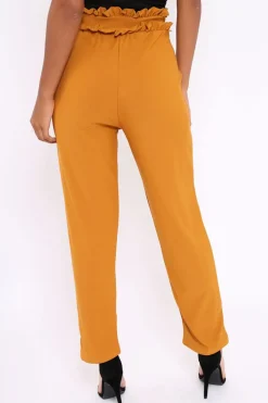 Rebellious Fashion Mustard Frill Hem Wide Legged Trousers - Megan