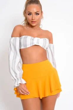 Rebellious Fashion Mustard Frill High Waisted Shorts - Claudelle