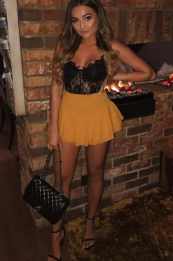 Rebellious Fashion Mustard Frill High Waisted Shorts - Claudelle