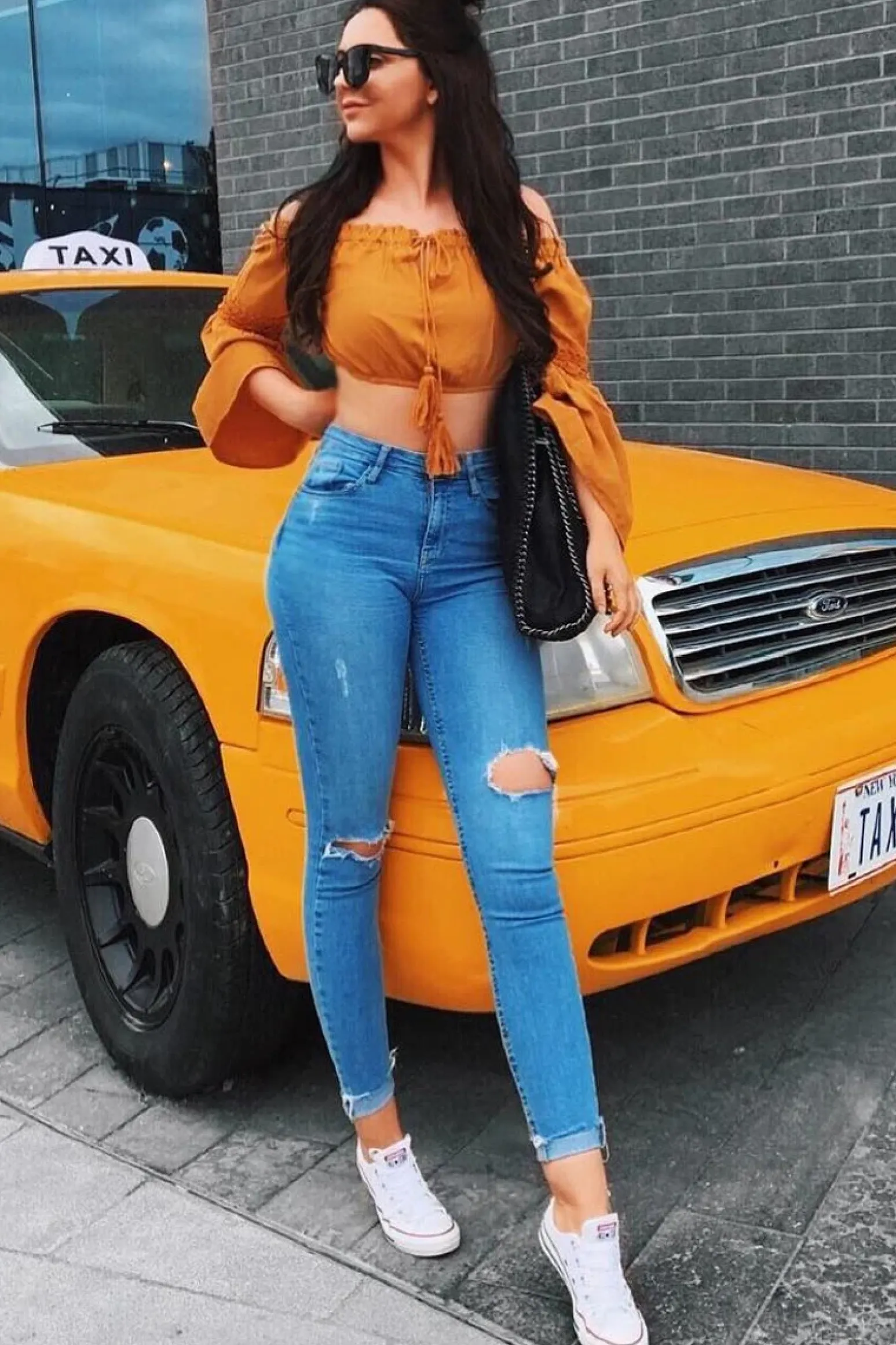 Rebellious Fashion Mustard Gypsy Bardot Crop Top with Key Hole Tie Front - Kaitlin
