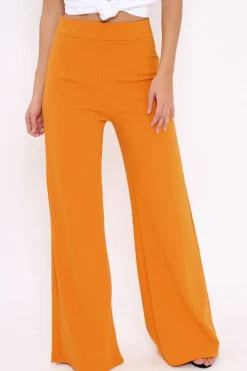 Rebellious Fashion Mustard High Waisted Flare Trousers - Kym